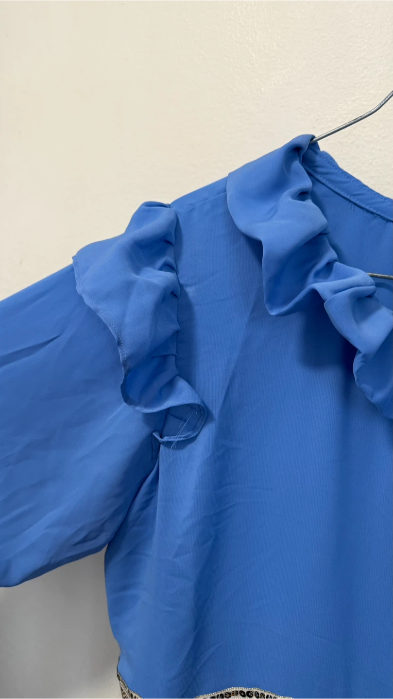 Blue Ruffle Neck Maxi Dress - photo 5