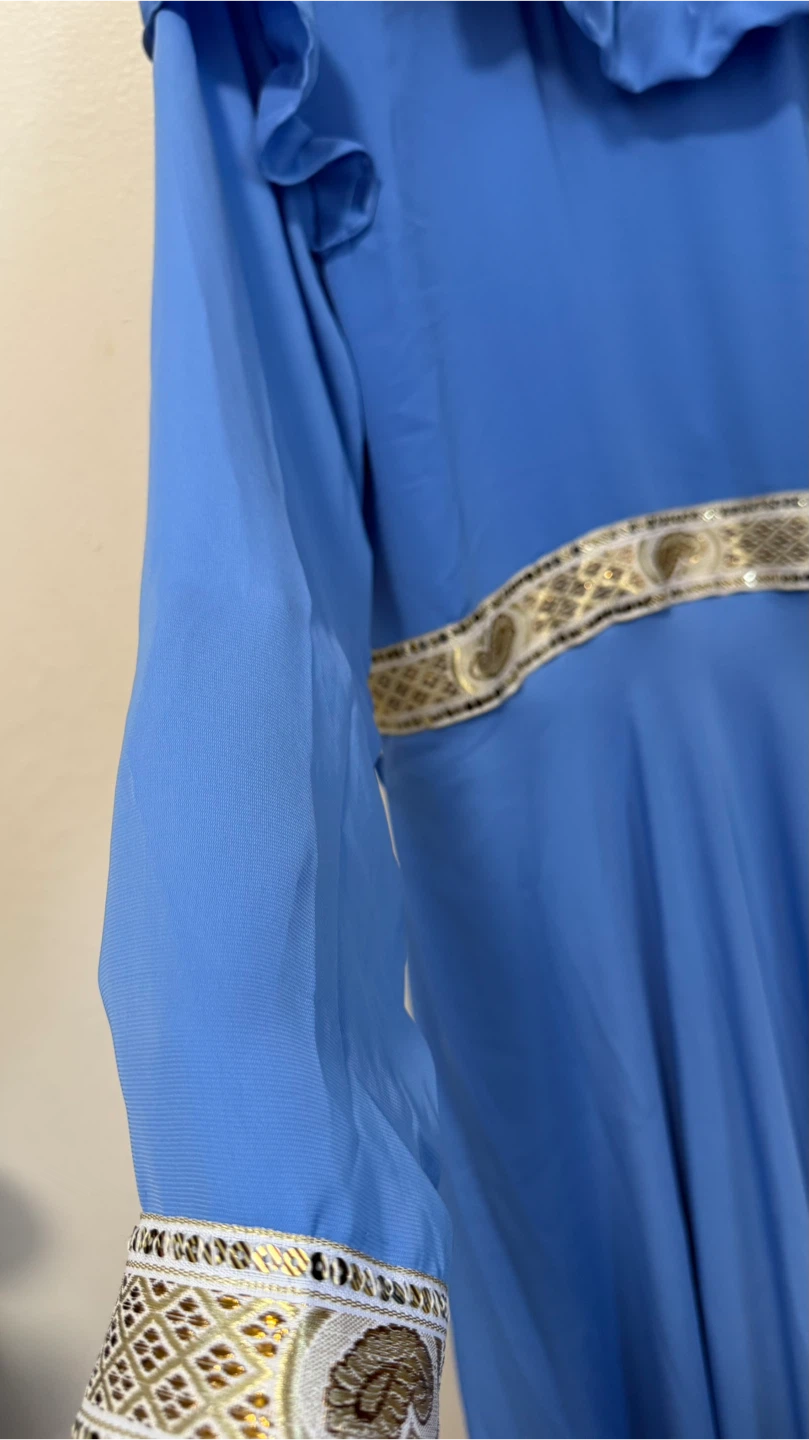 Blue Ruffle Neck Maxi Dress - photo 3