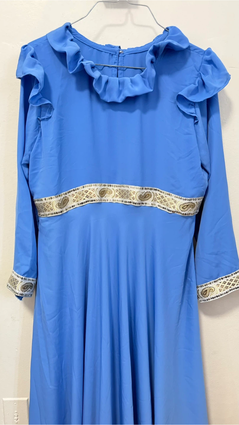 Blue Ruffle Neck Maxi Dress - photo 2