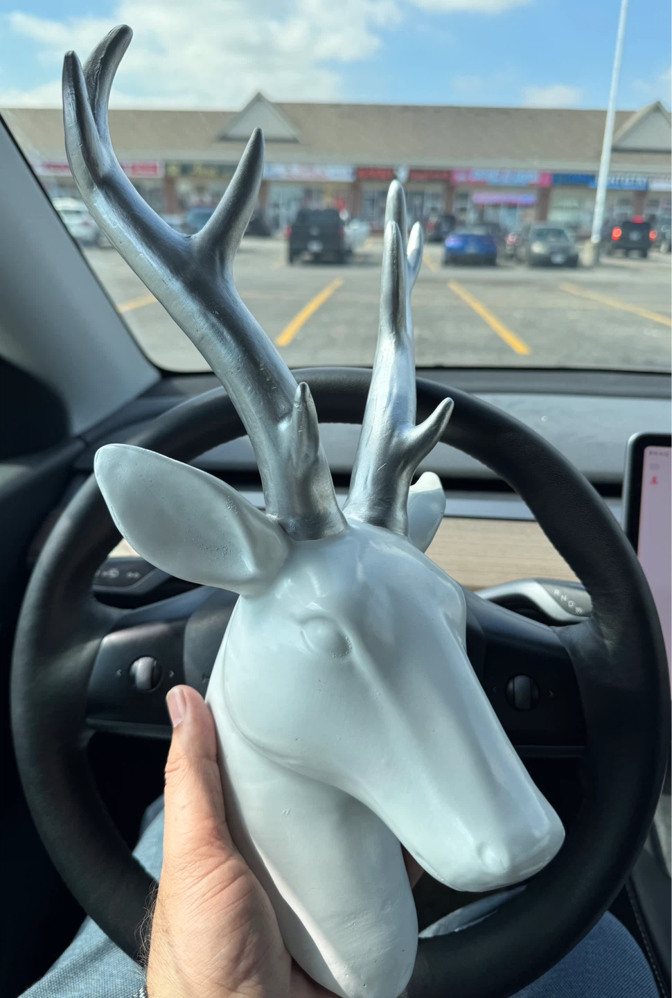 White Deer Head Wall Decor with Silver Antlers - photo 3
