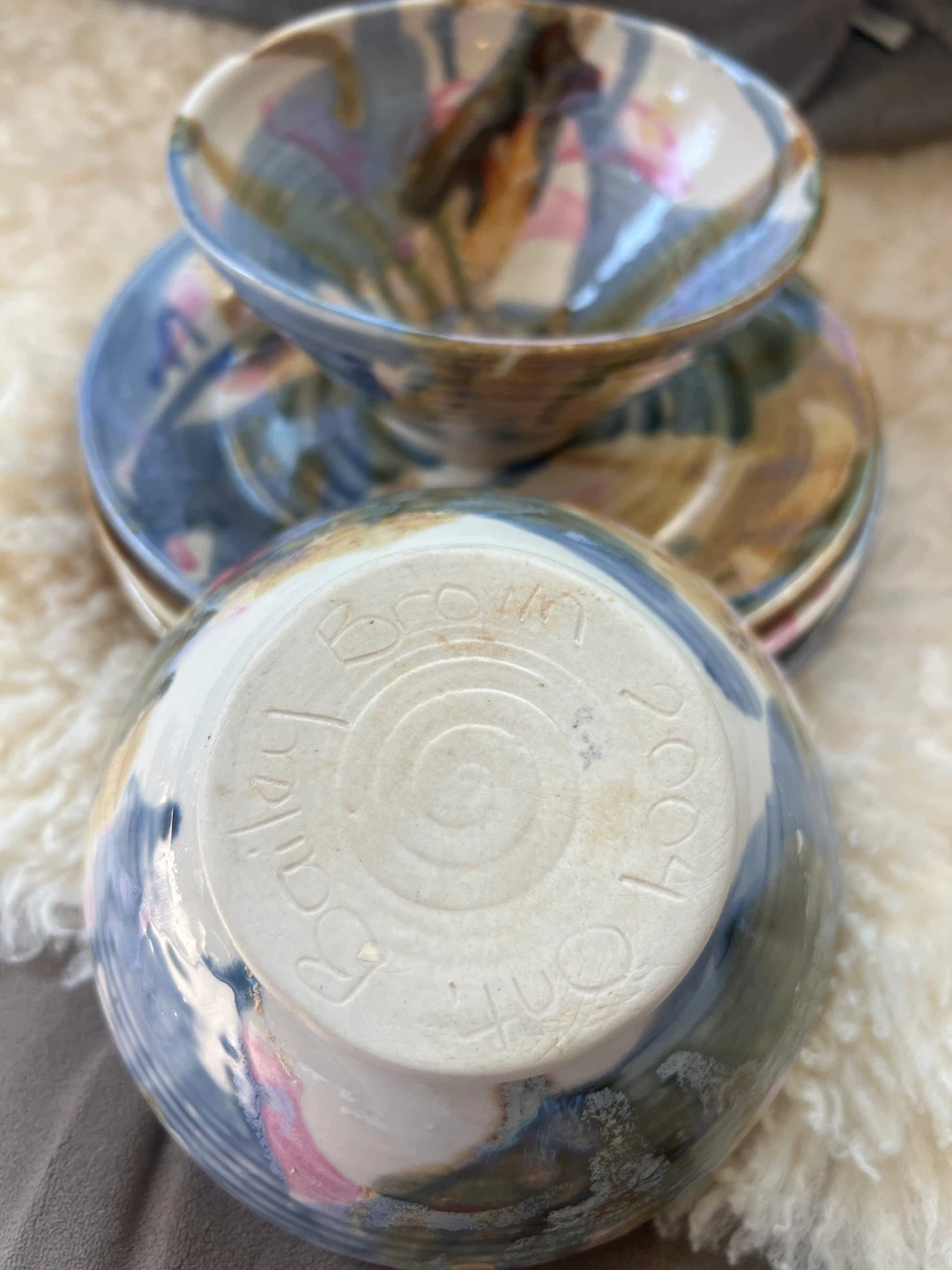 Hand-Painted Ceramic Bowl and Side plates - photo 2