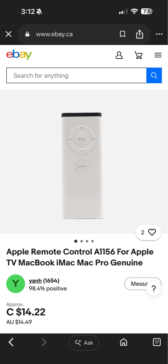 Apple Remote Control A1156 - photo 2