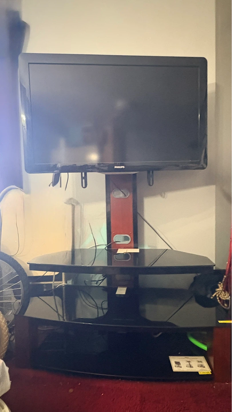 TV Stand with Shelving tv included