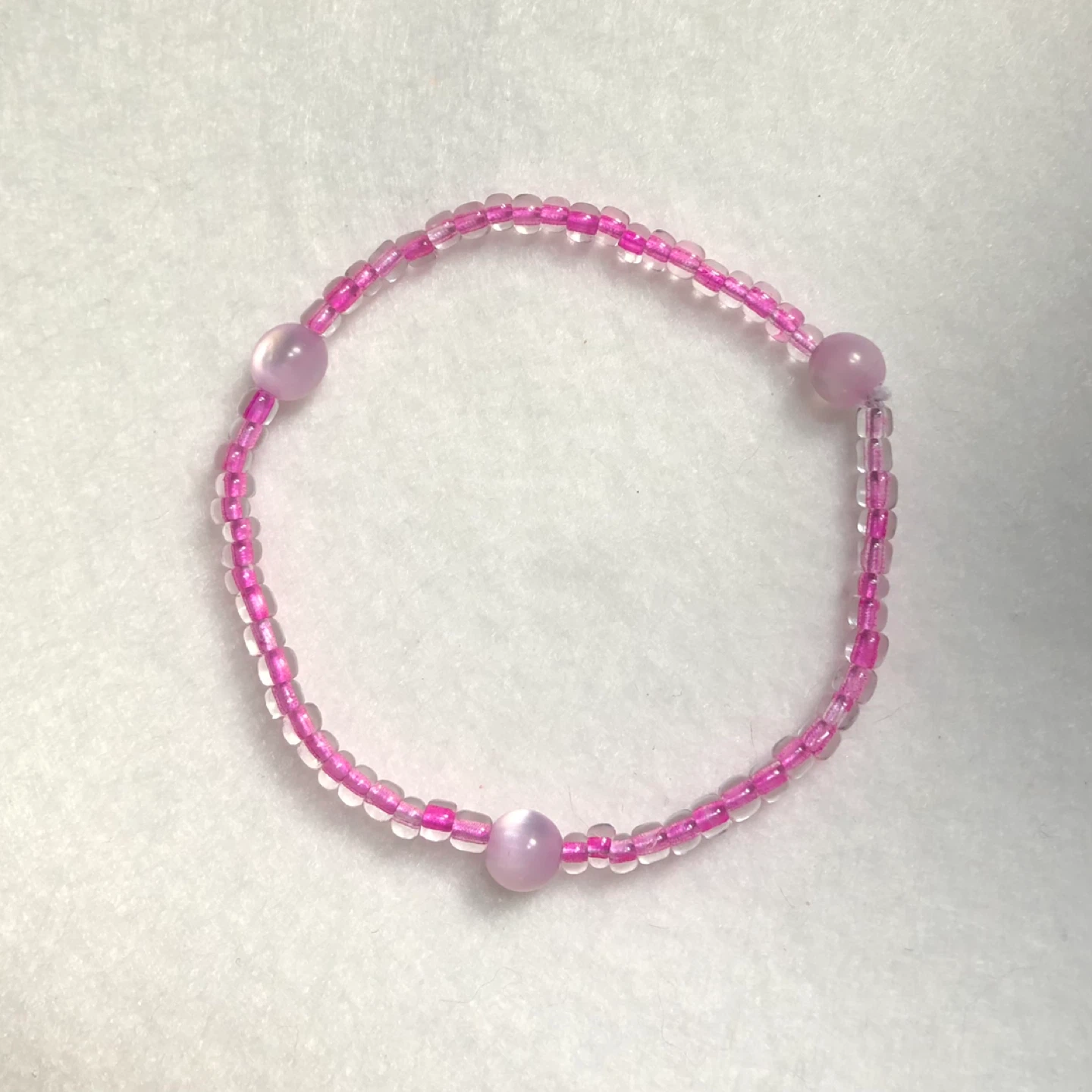 Pink and Clear Beaded Bracelet