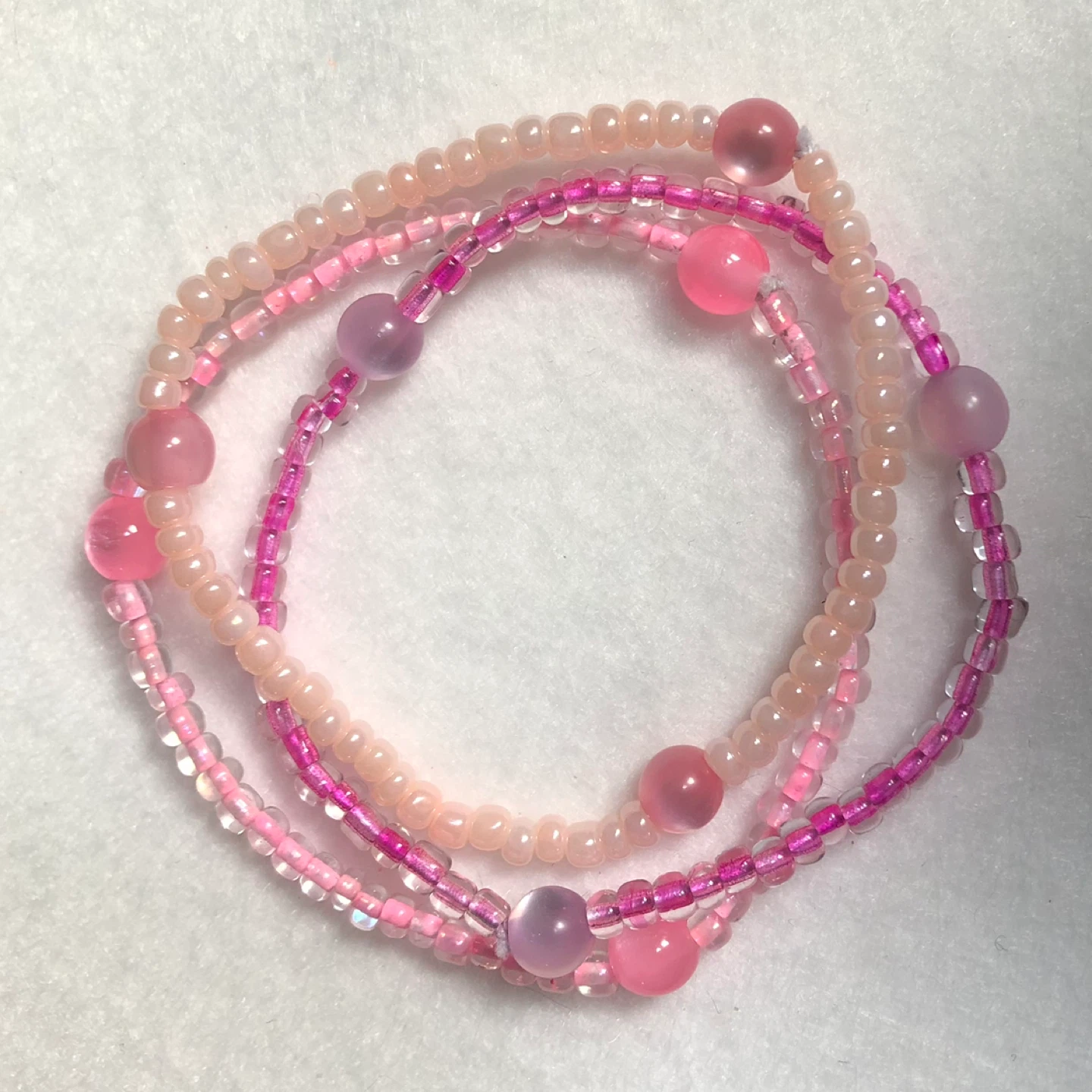Pink and Clear Beaded Bracelet - photo 4