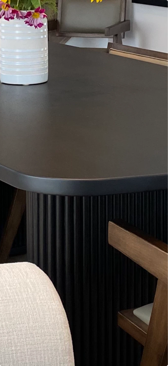 CRATE & BARREL Walton Ribbed Leg Dining Table - Charcoal Finish - photo 5