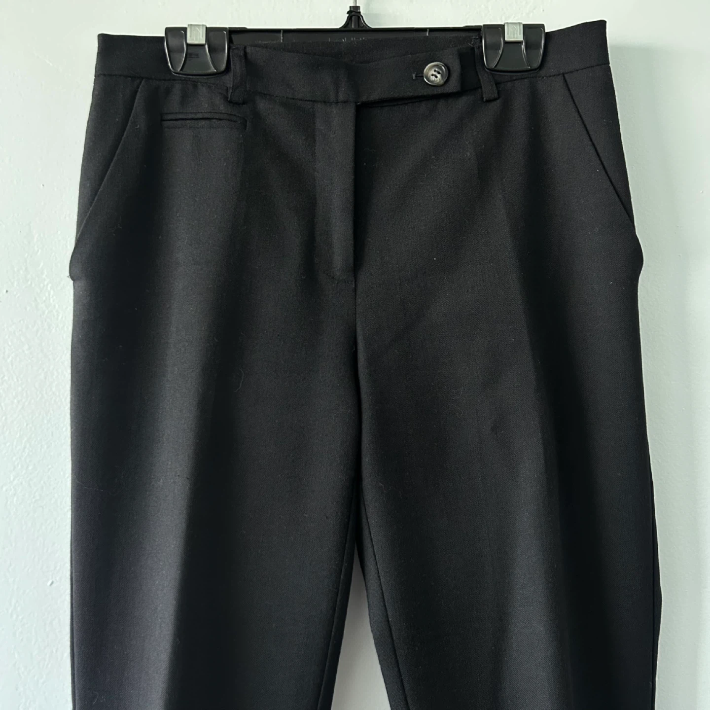 Black wool-blend mid rise straight leg trousers 2 - photo 2