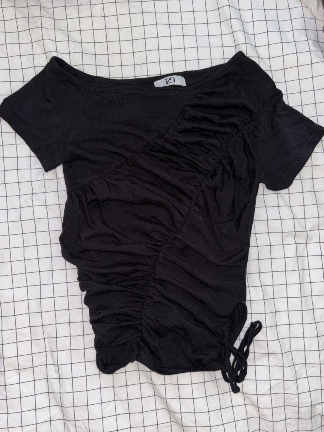 Musinsa Black Ruched T-Shirt