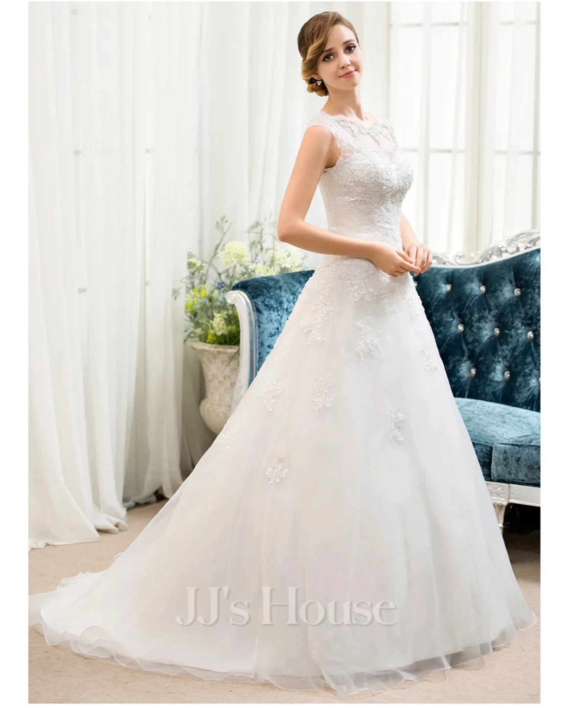 JJ's House Wedding Dress - White Lace A-Line Bridal Gown - photo 4