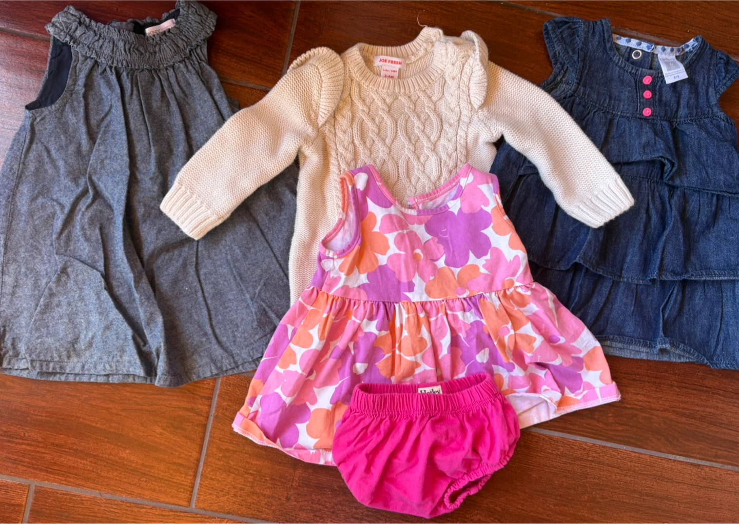 3-6M 5pc Baby Girl Dress Bundle - DKNY, Hatley, Joe Fresh