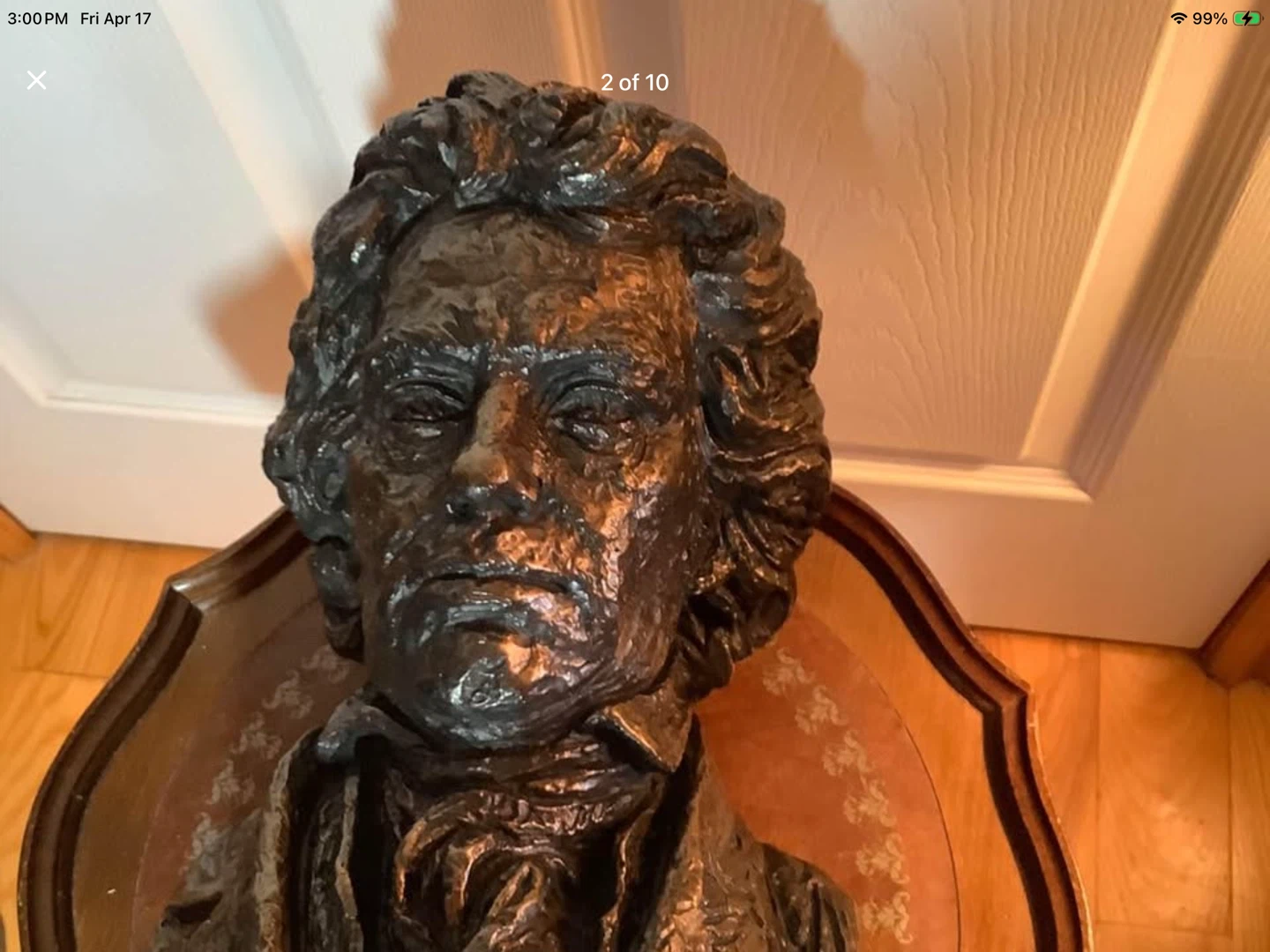 Vtg Beethoven Bust Sculpture on Wd Pedestal 🐞 - photo 2