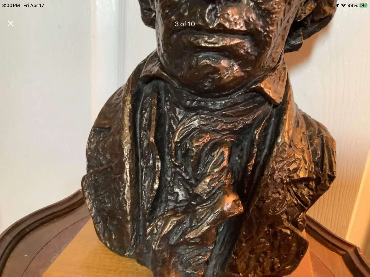Vtg Beethoven Bust Sculpture on Wd Pedestal 🐞 - photo 3