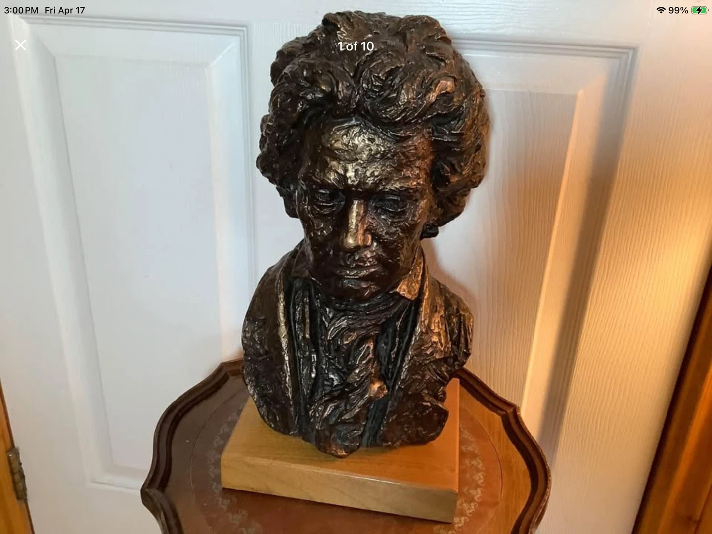 Vtg Beethoven Bust Sculpture on Wd Pedestal 🐞