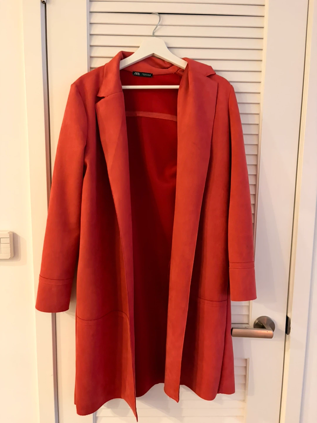 ZARA Red Suede-like Long Coat