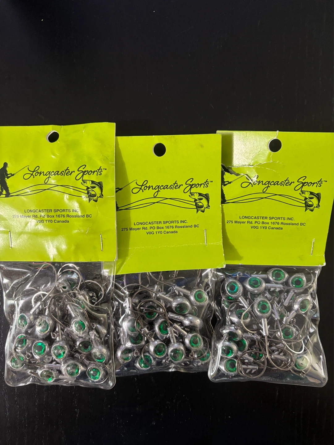 Longcaster Sports Green Eye Jig Tungsten Steel Hooks (3 Packs)