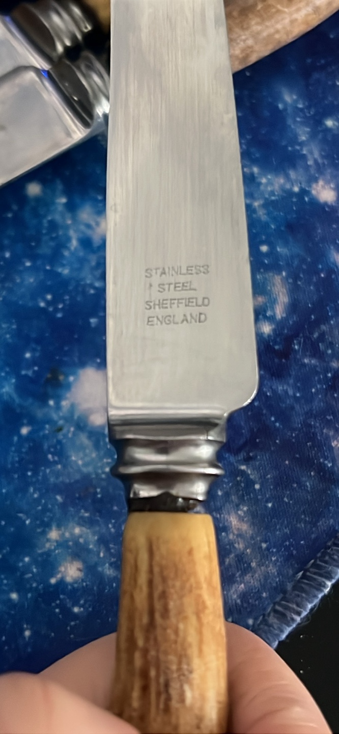Birks Stainless Steel Steak Knives - Antler Handles - Set of 5 - photo 4
