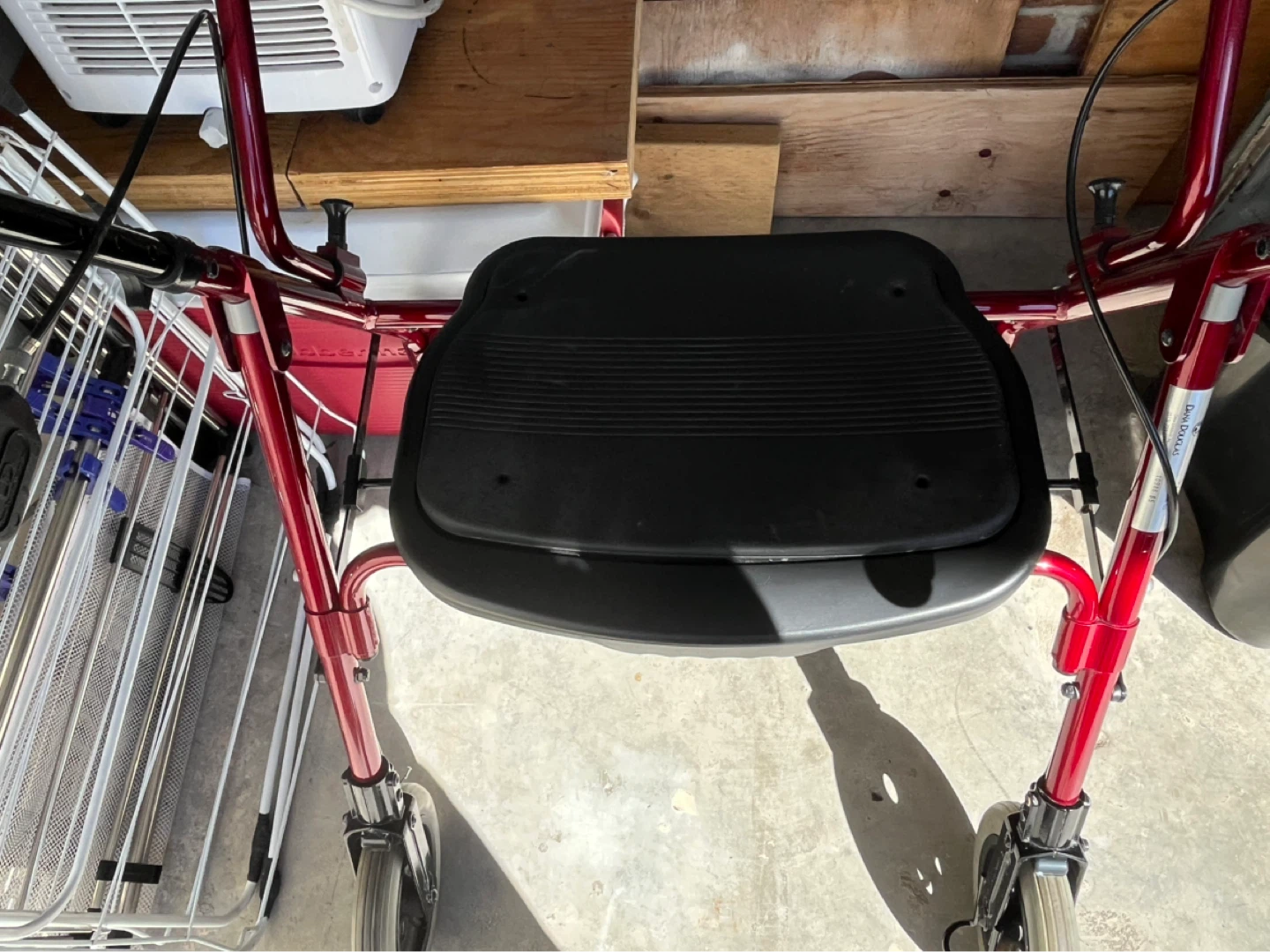Red Rollator Walker with Seat that fold