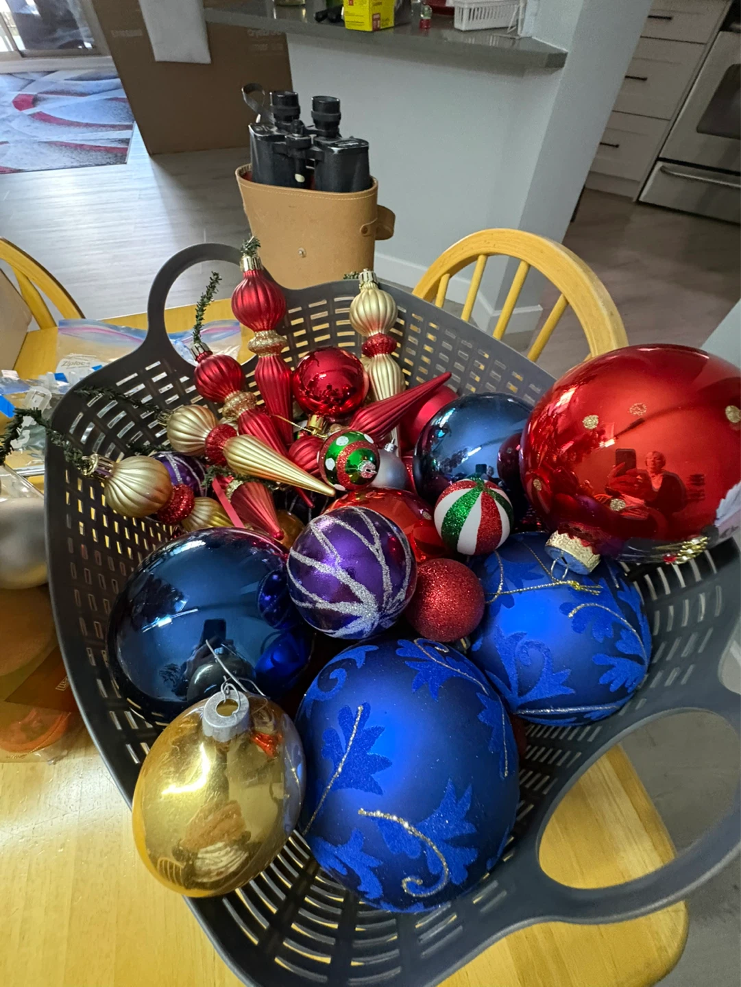 Christmas Ornaments - Red, Gold, Silver, and Blue