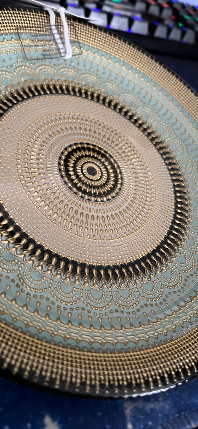 Turkish Glass 8.5" Salad Plates Hand Painted Oriental Pattern - photo 2