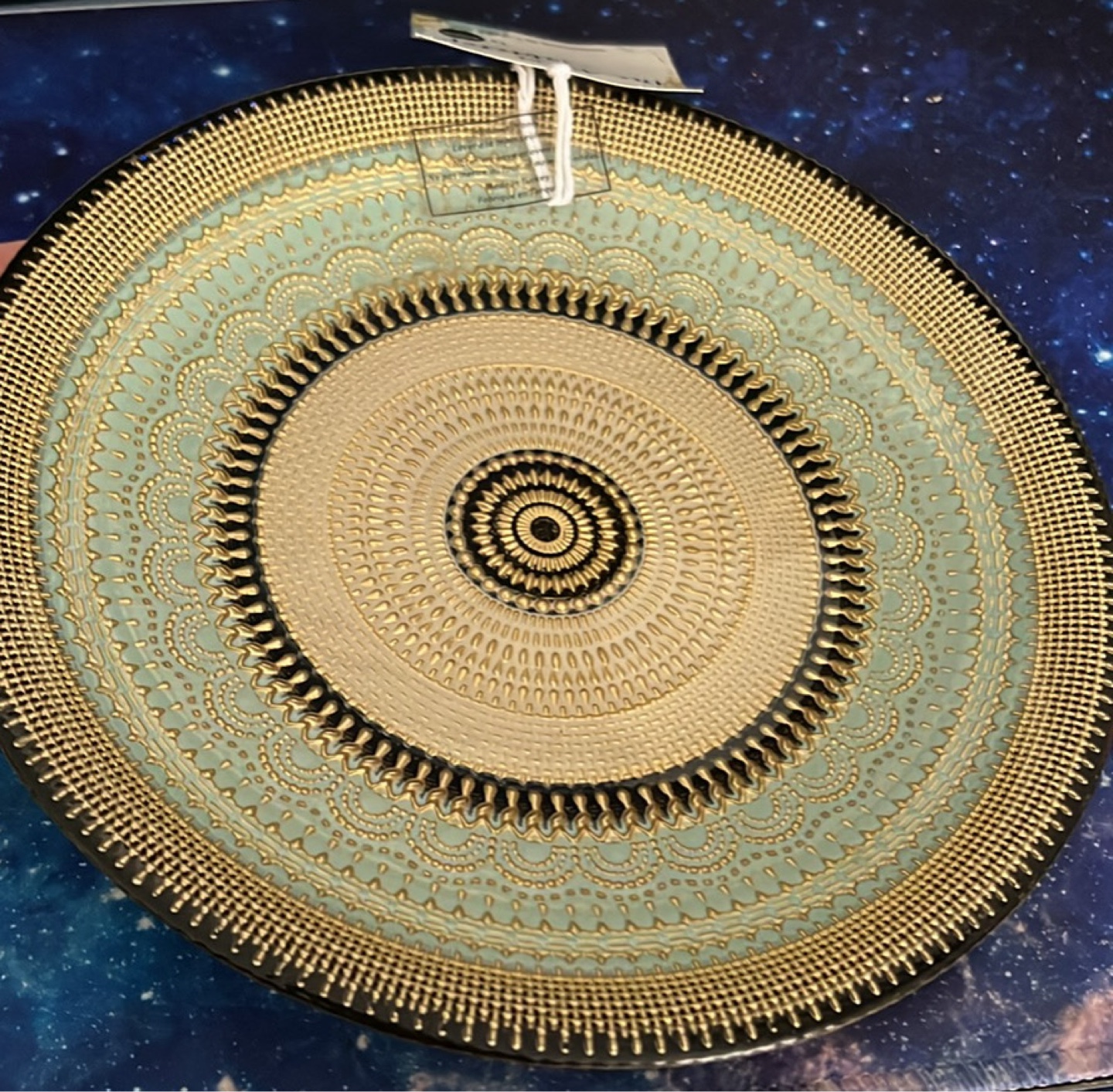 Turkish Glass 8.5" Salad Plates Hand Painted Oriental Pattern - photo 3