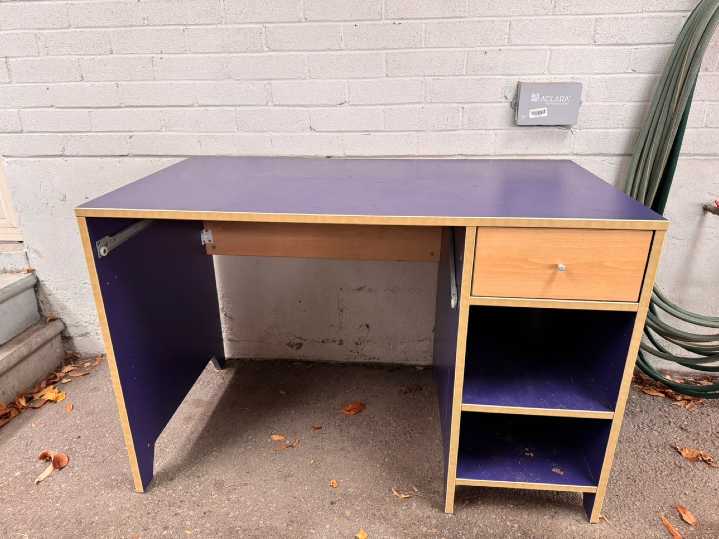 Purple Desk with Drawer and Shelves - photo 2