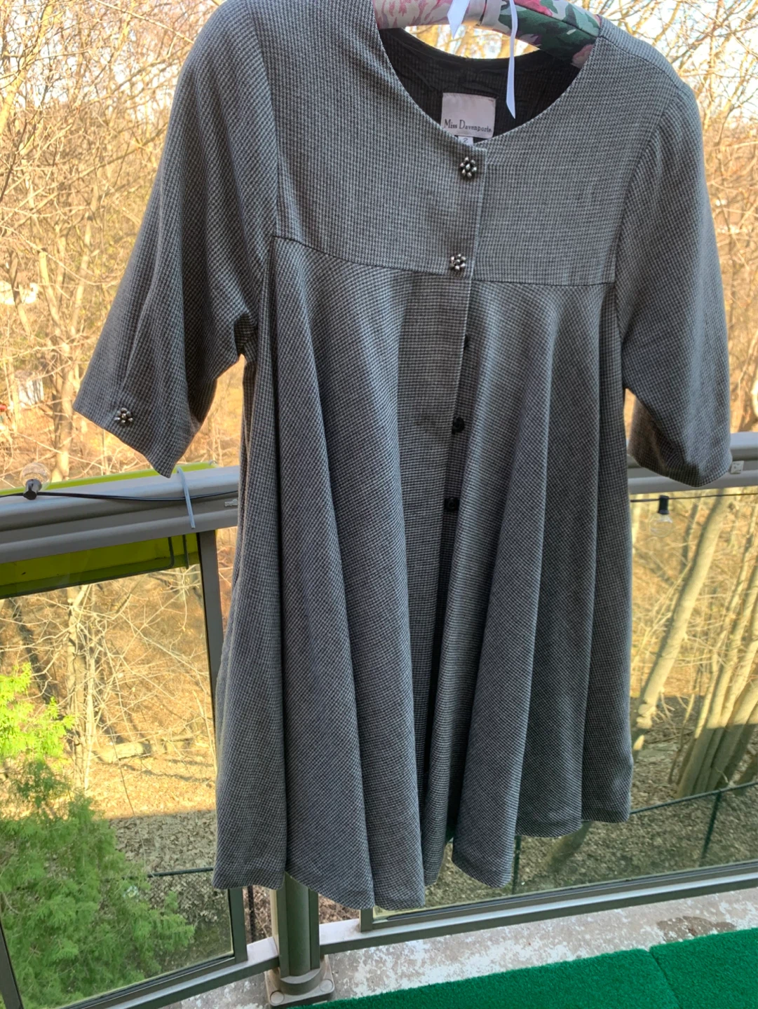 Dress-Miss Davenporte Grey Houndstooth Tunic Top - photo 2