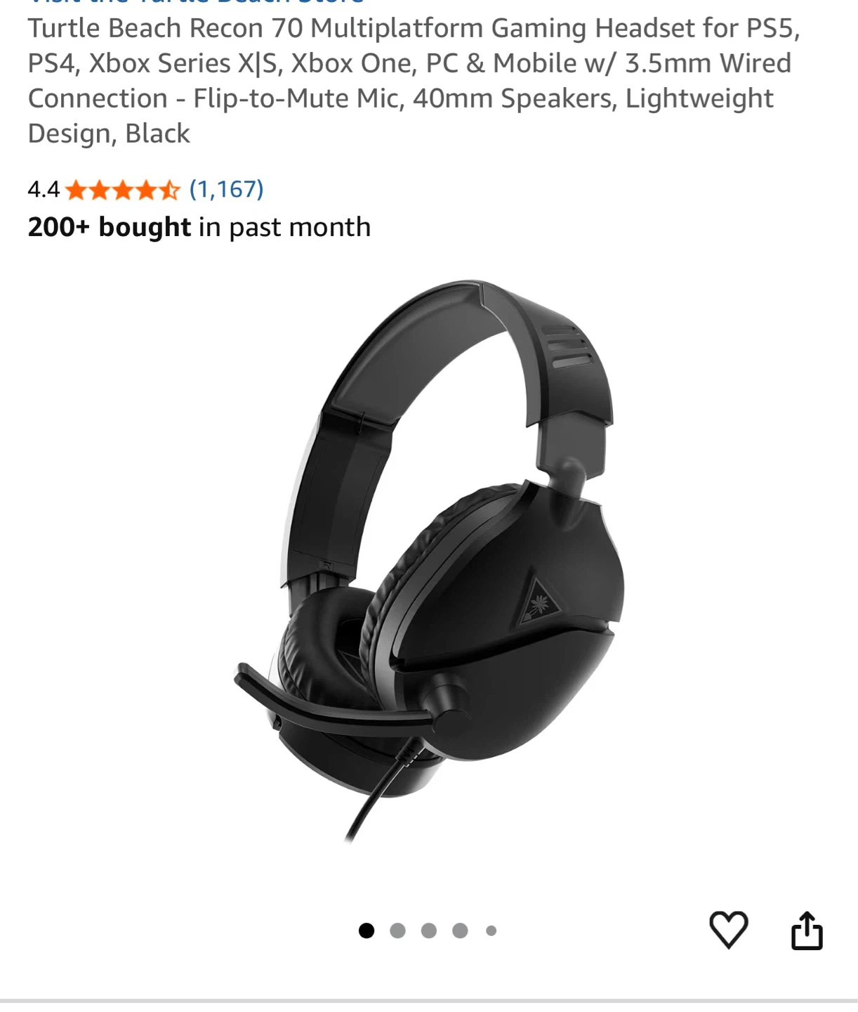 Turtle Beach Recon 70p Gaming Headset - Black