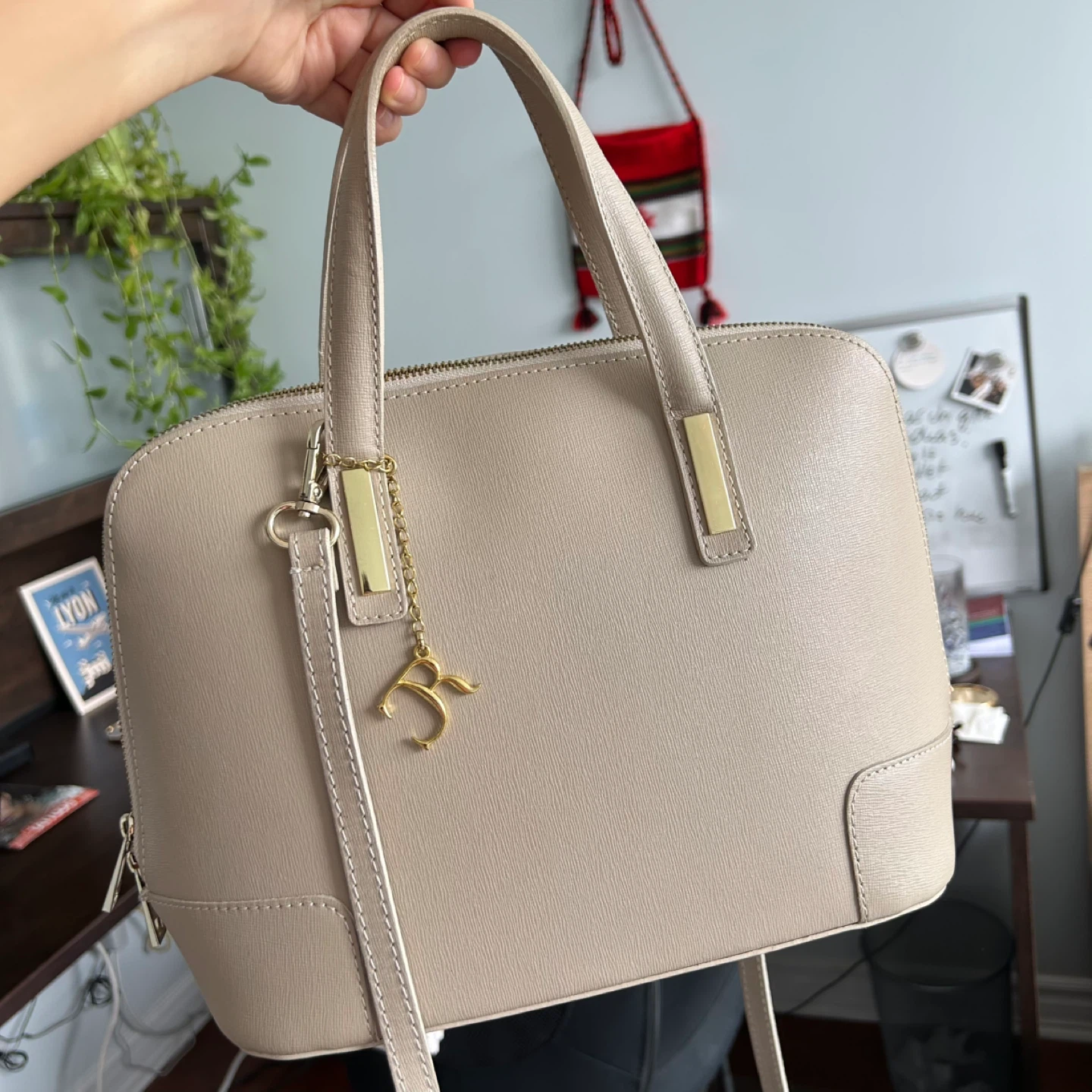 Renata Corsi taupe leather structured handbag - Made in Italy - photo 5