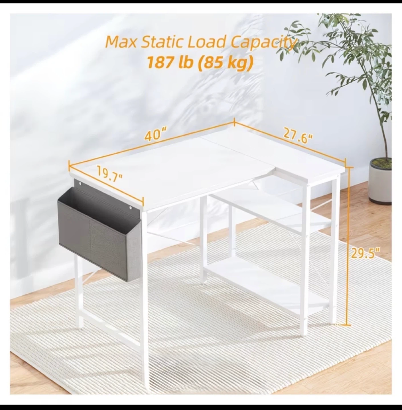White L-Shaped Desk with Storage - photo 3