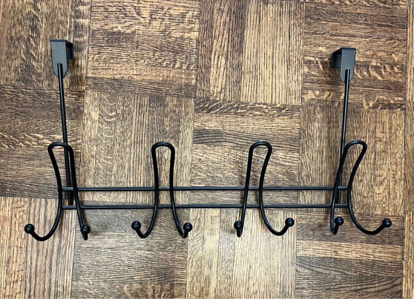 Black 6-Hook Over-the-Door Rack