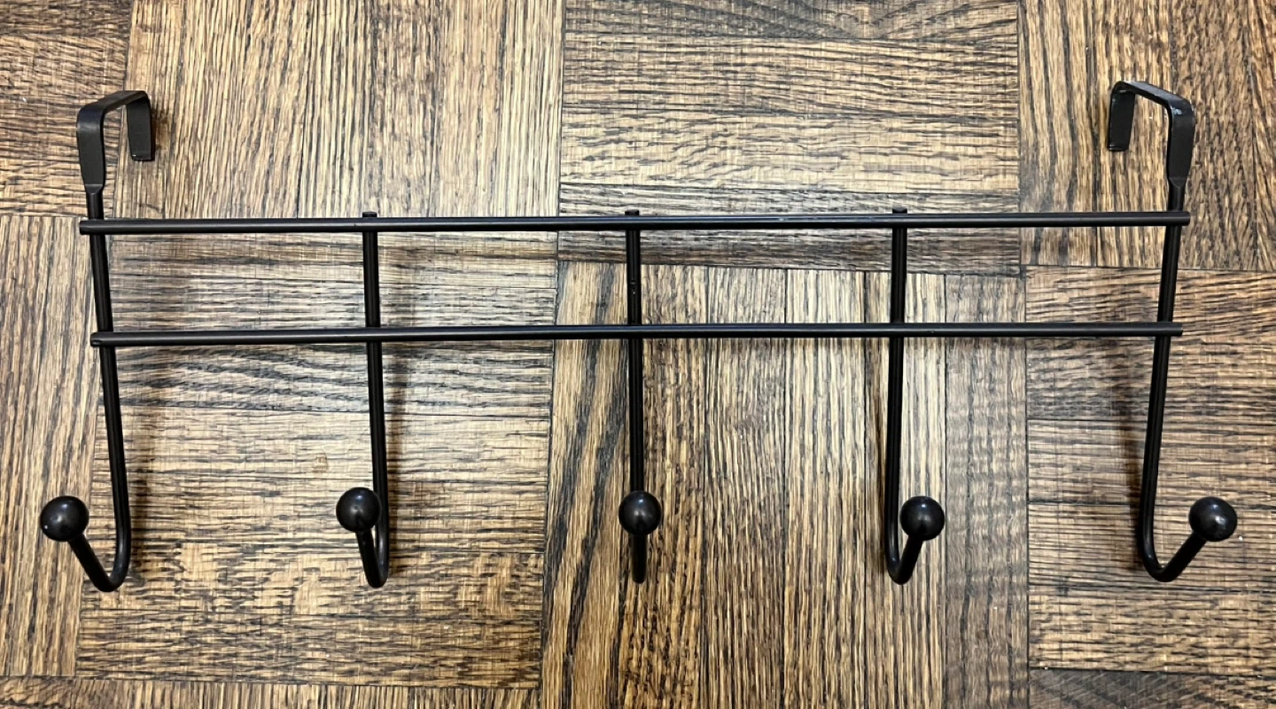 Black Over-the-Door 5-Hook Organizer