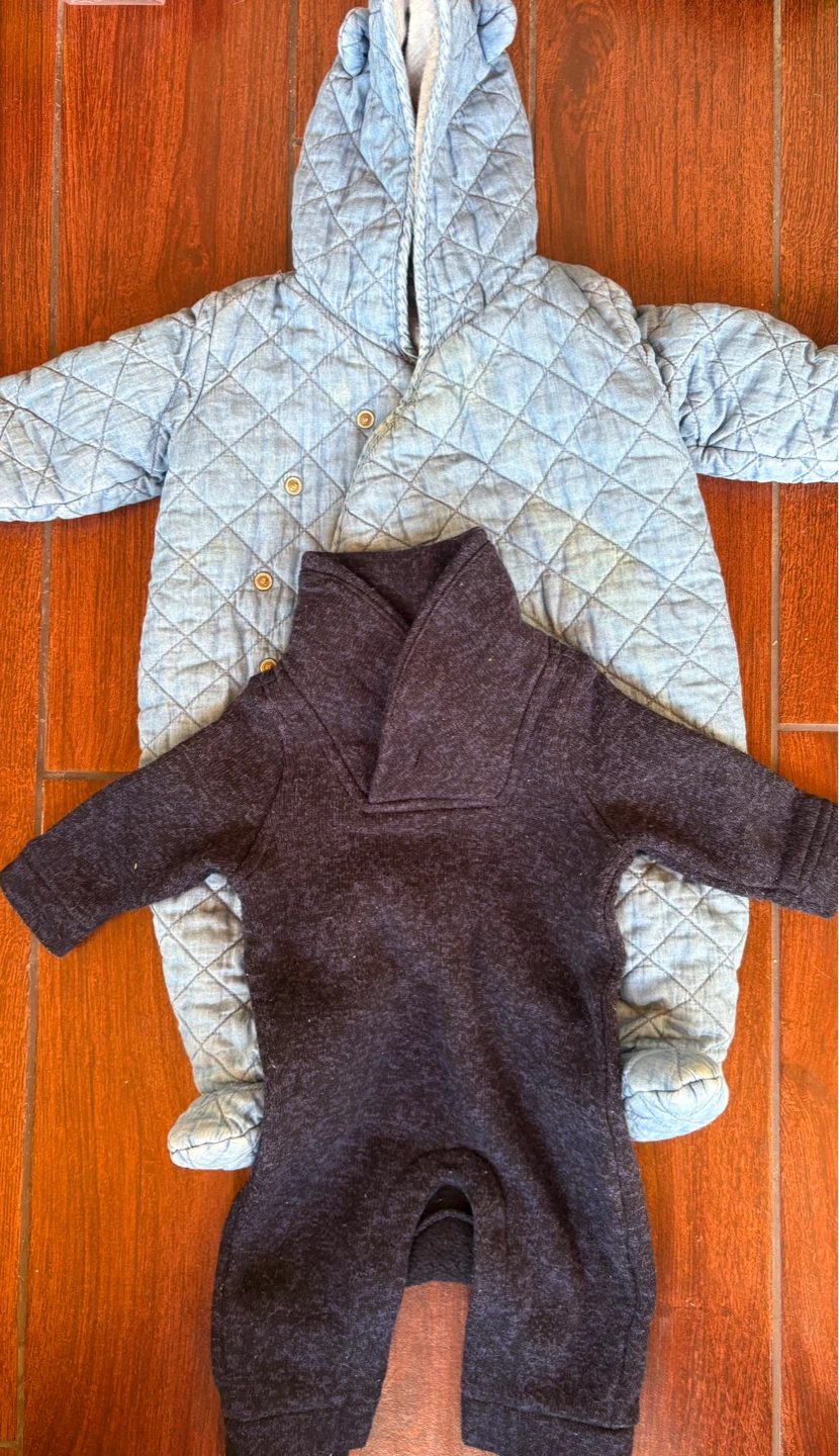 3-6M Baby Gap Quilted Bear Pramsuit & Old Navy Jumpsuit