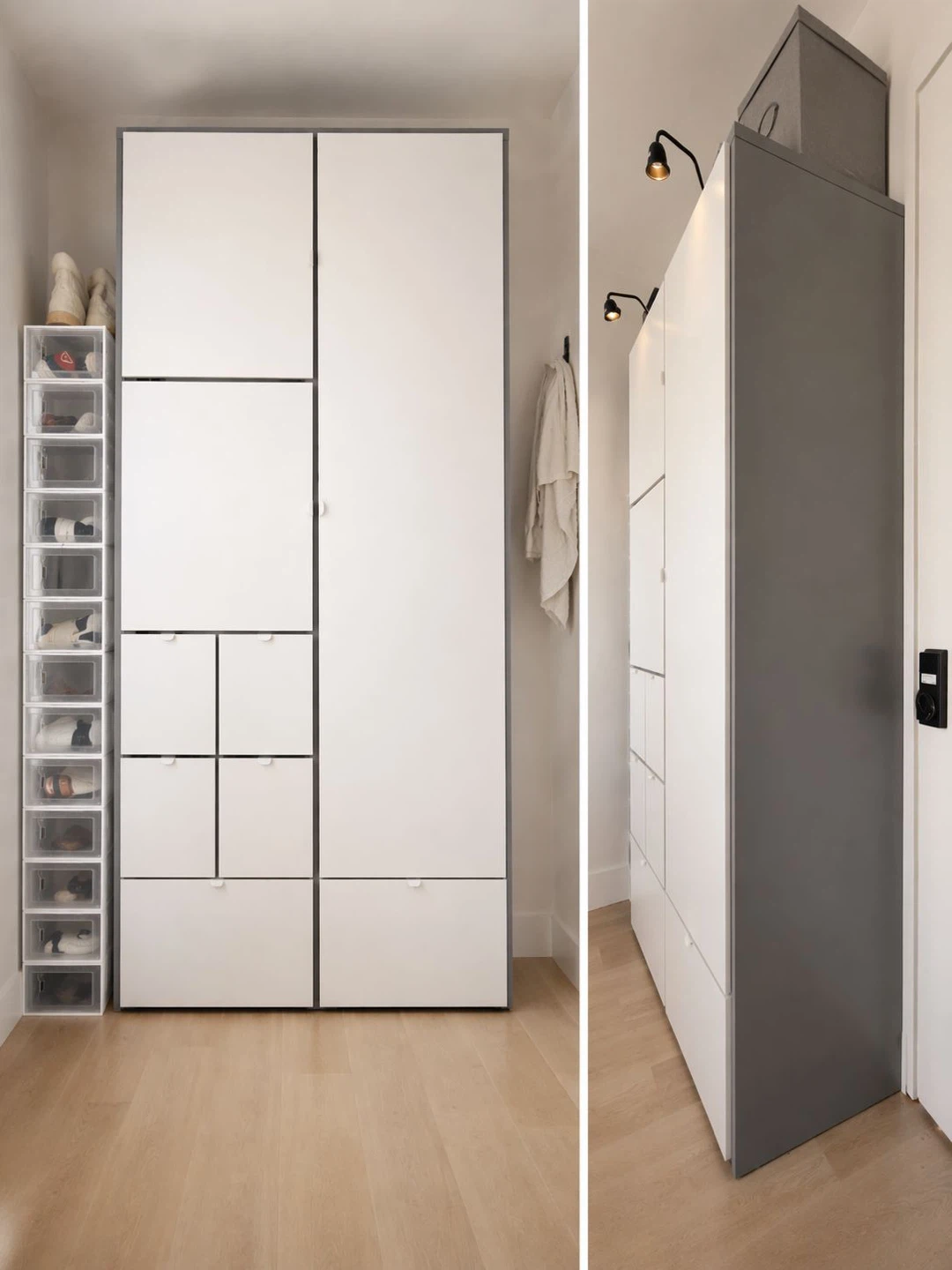 White and Gray Storage Cabinet with Drawers and Doors - photo 2