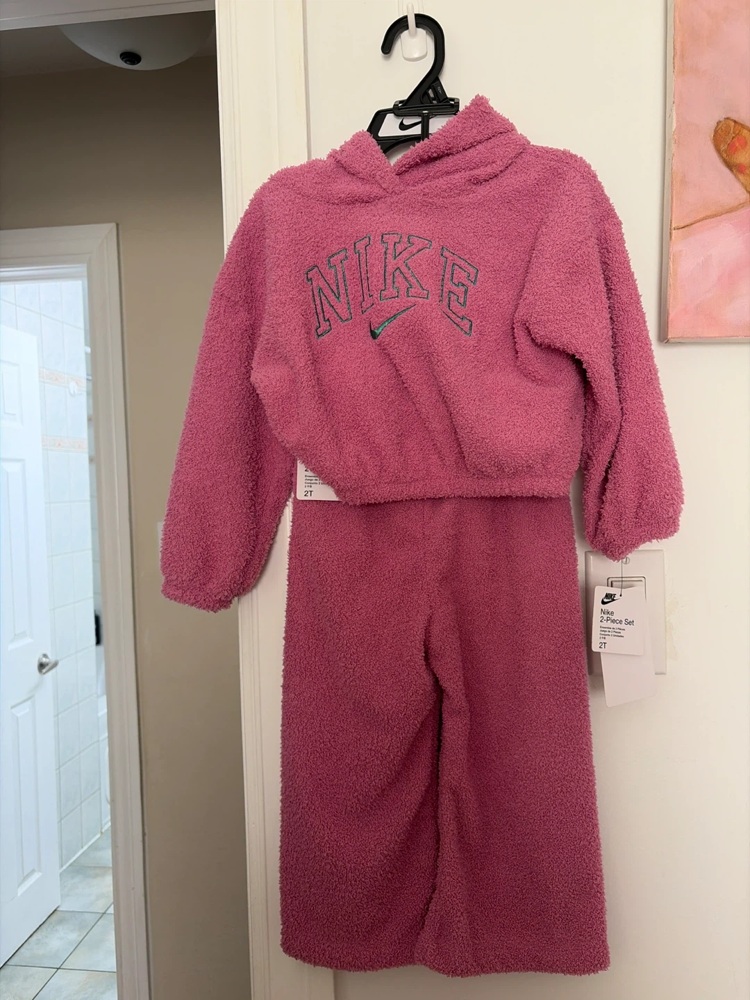 Nike Kids 2 Piece Fleece Set Magic Flamingo Rose Size 2T