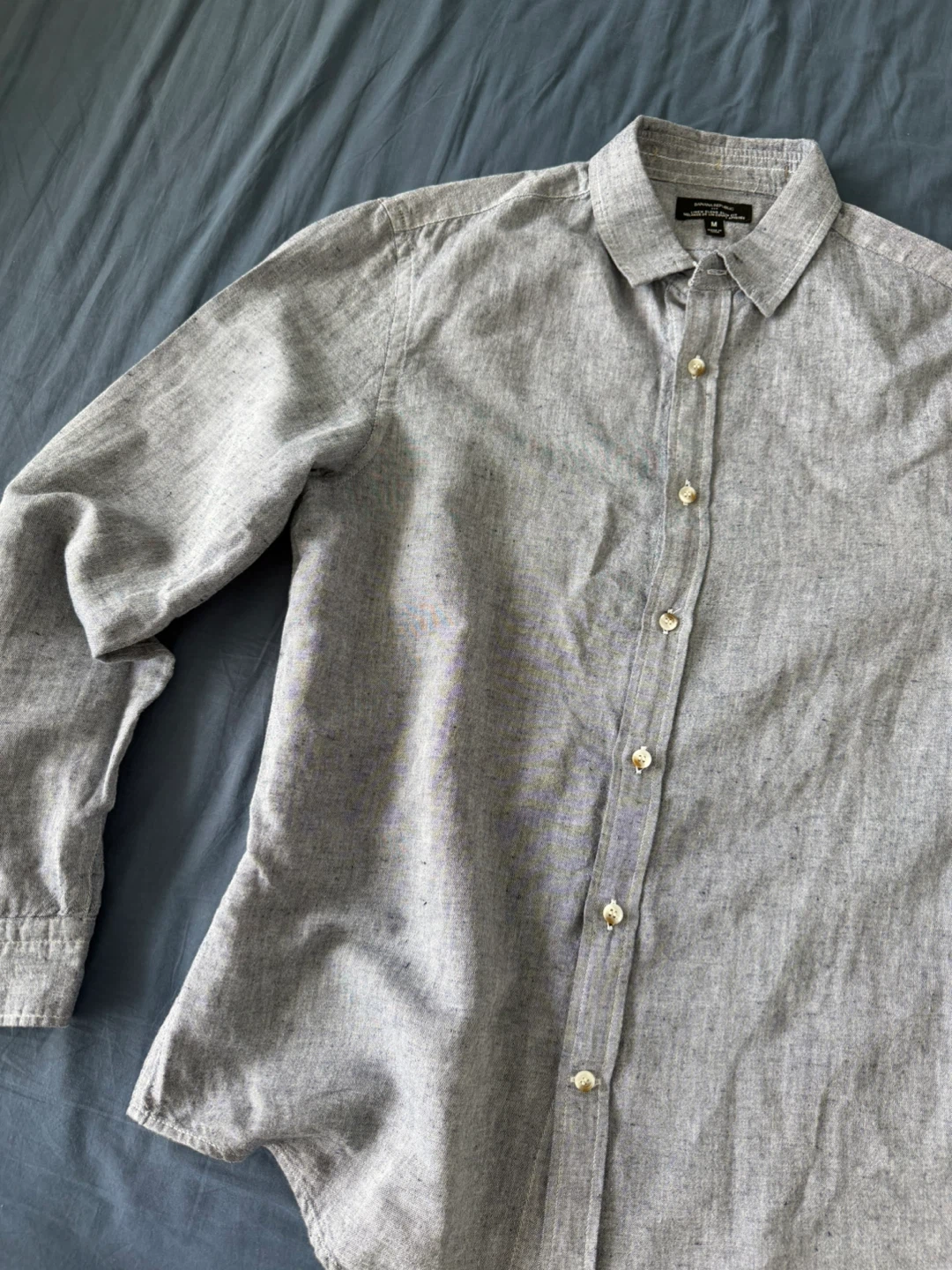 Banana Republic Men's Grey Linen Blend Slim Fit Shirt - Medium - photo 3