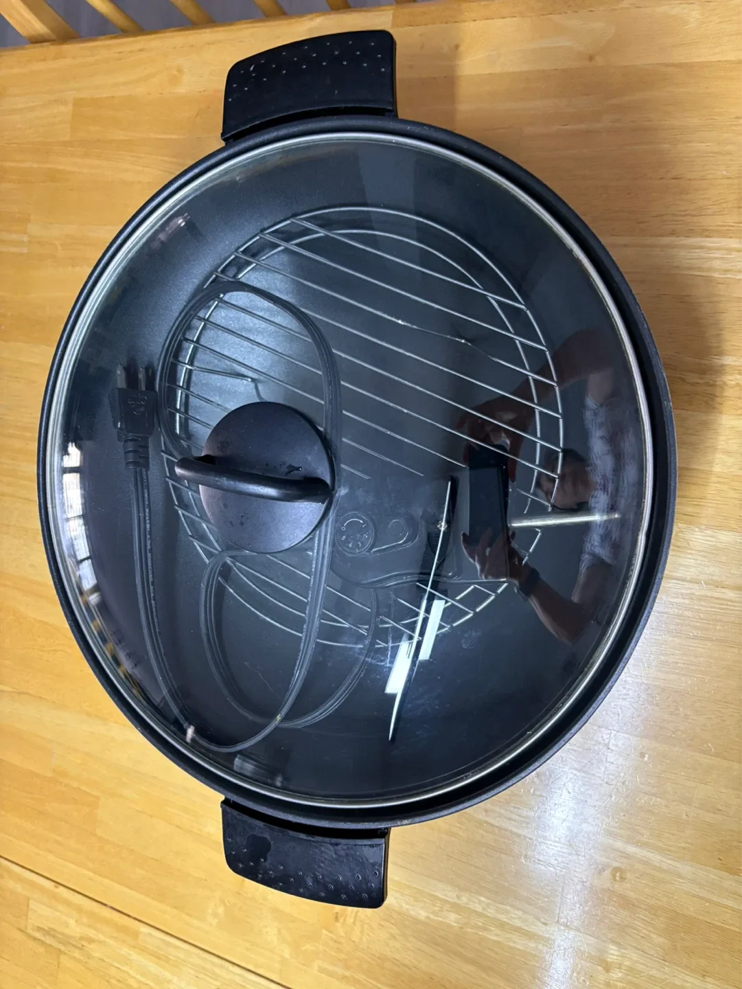 Electric Wok with Steaming Rack and Glass Lid