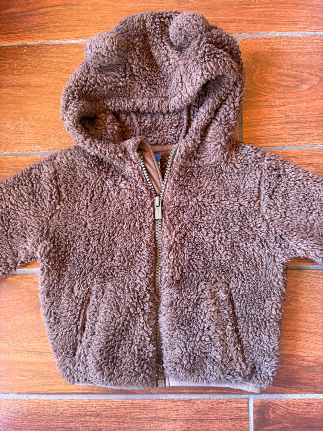 6-12M Old Navy Sherpa Bear-Ear Hoodie - Brown