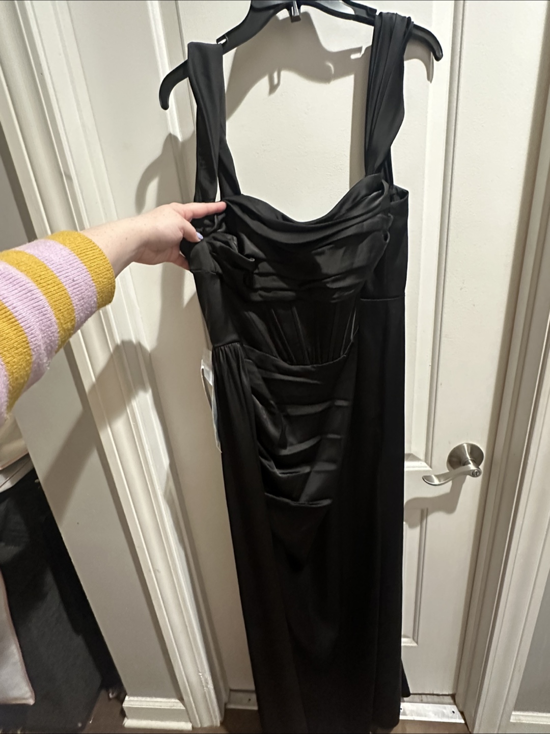 Azazie Black Off-the-Shoulder Corset Maxi Dress - photo 2
