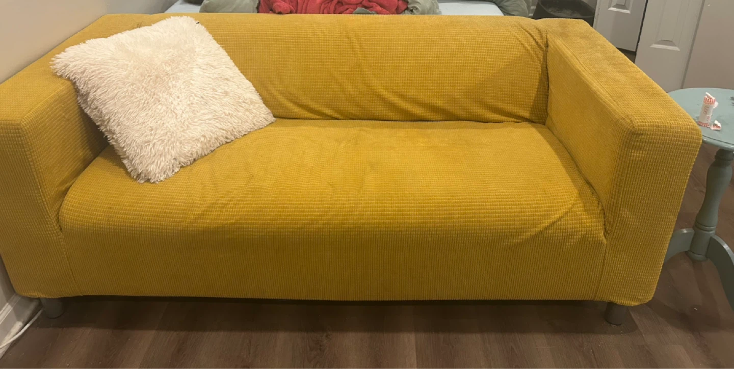 Yellow Corduroy Loveseat Sofa