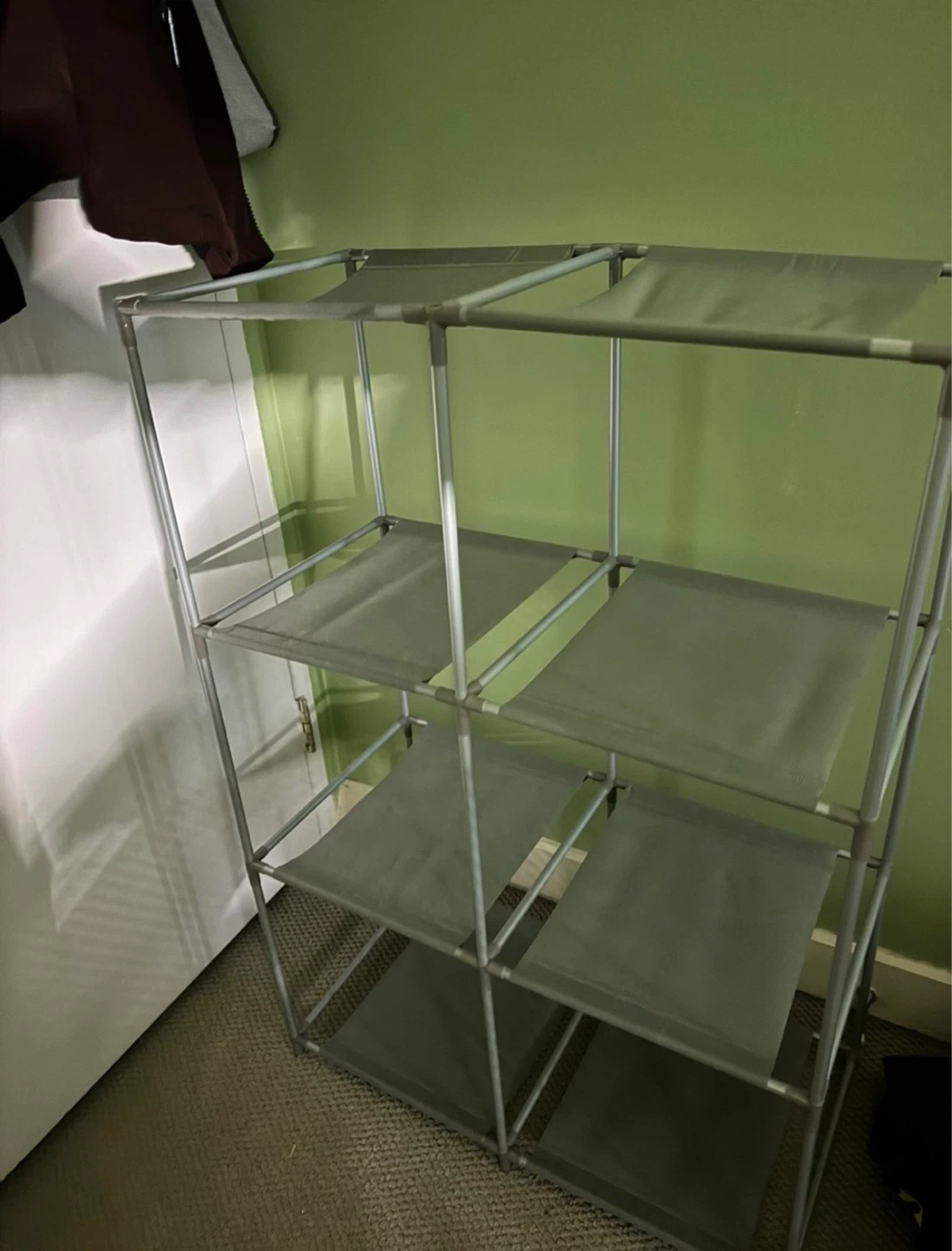 Plastic Grey 4-Tier Fabric Shelf Unit