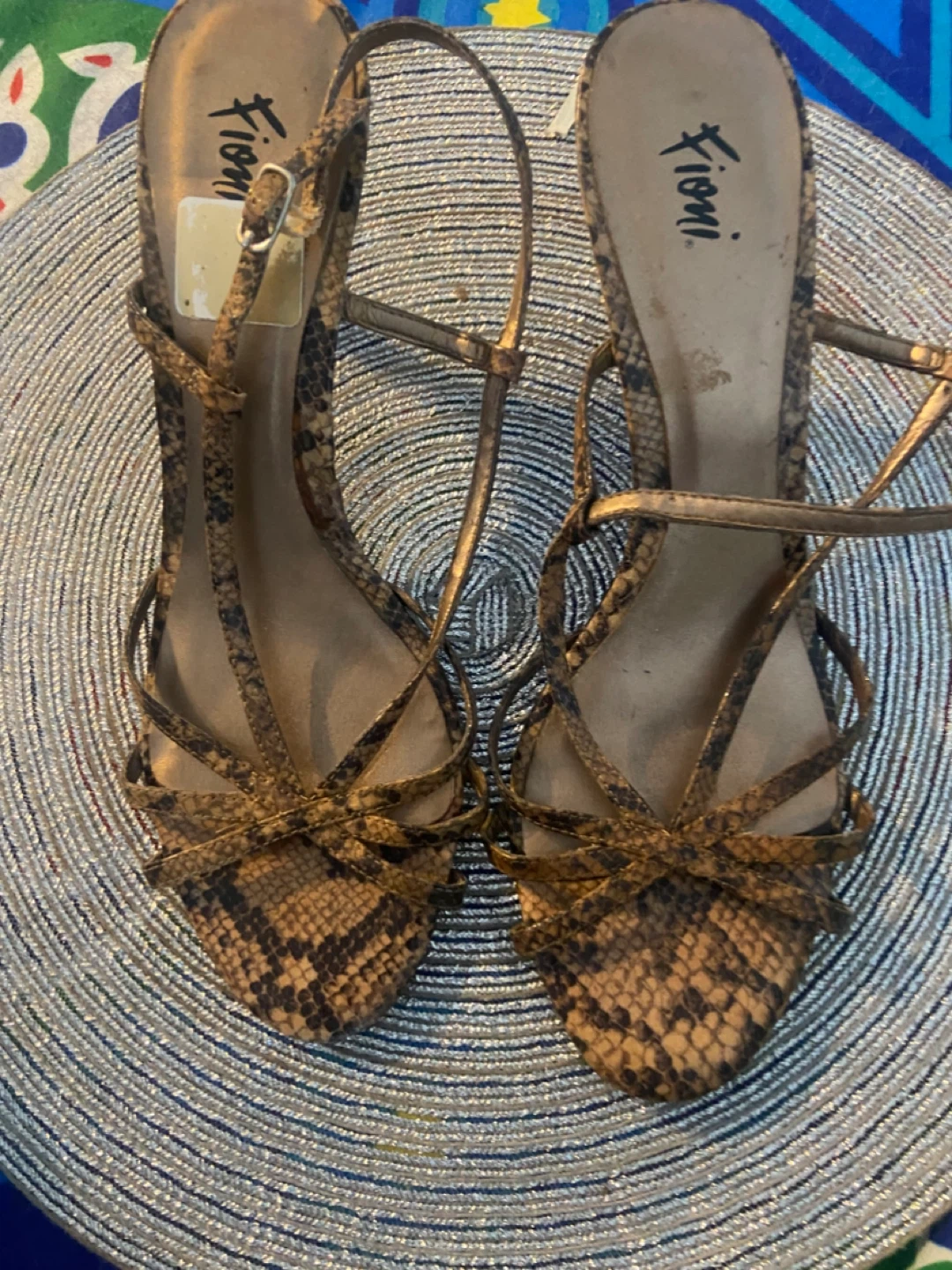 Fioni Women's Strappy Heeled Sandals - Snakeskin Print