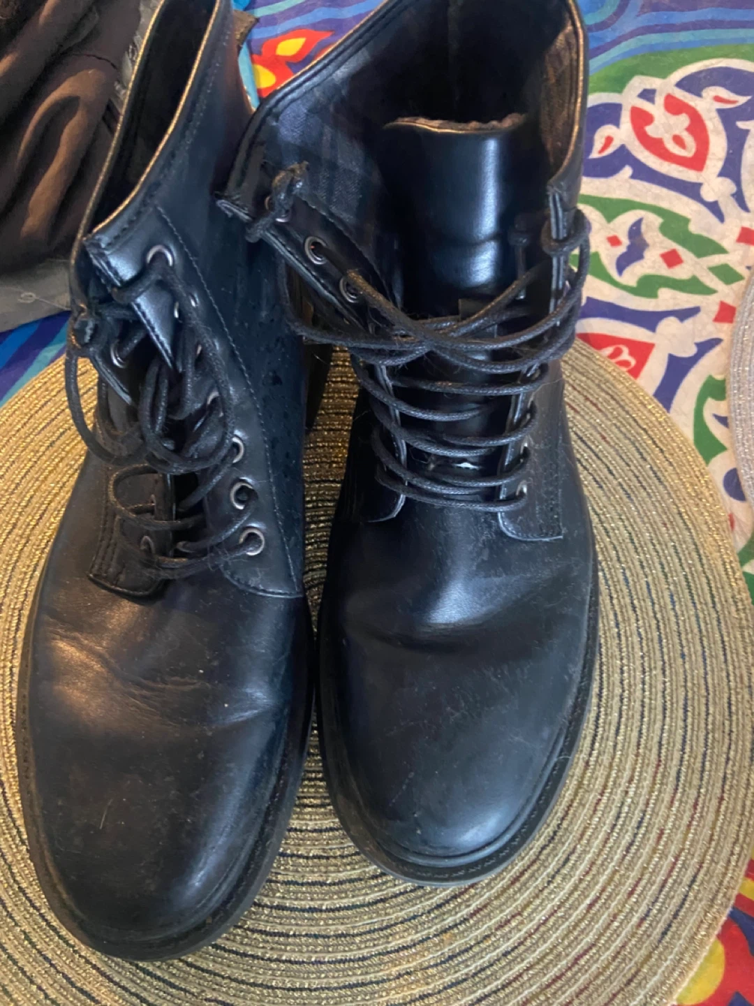 Black Lace-Up Combat Boots