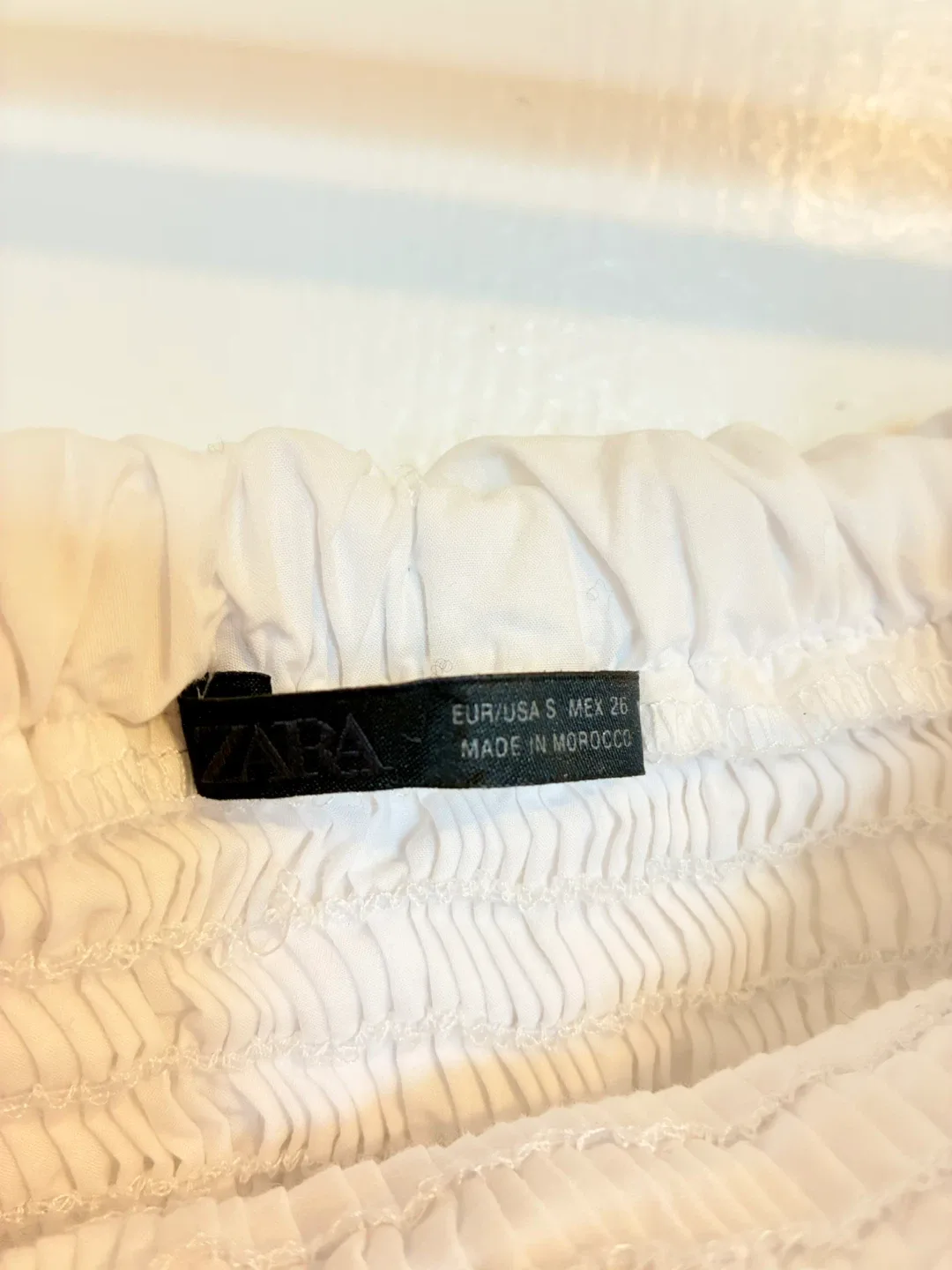 Zara White Smocked Off-the-Shoulder Ruffle Top - photo 3