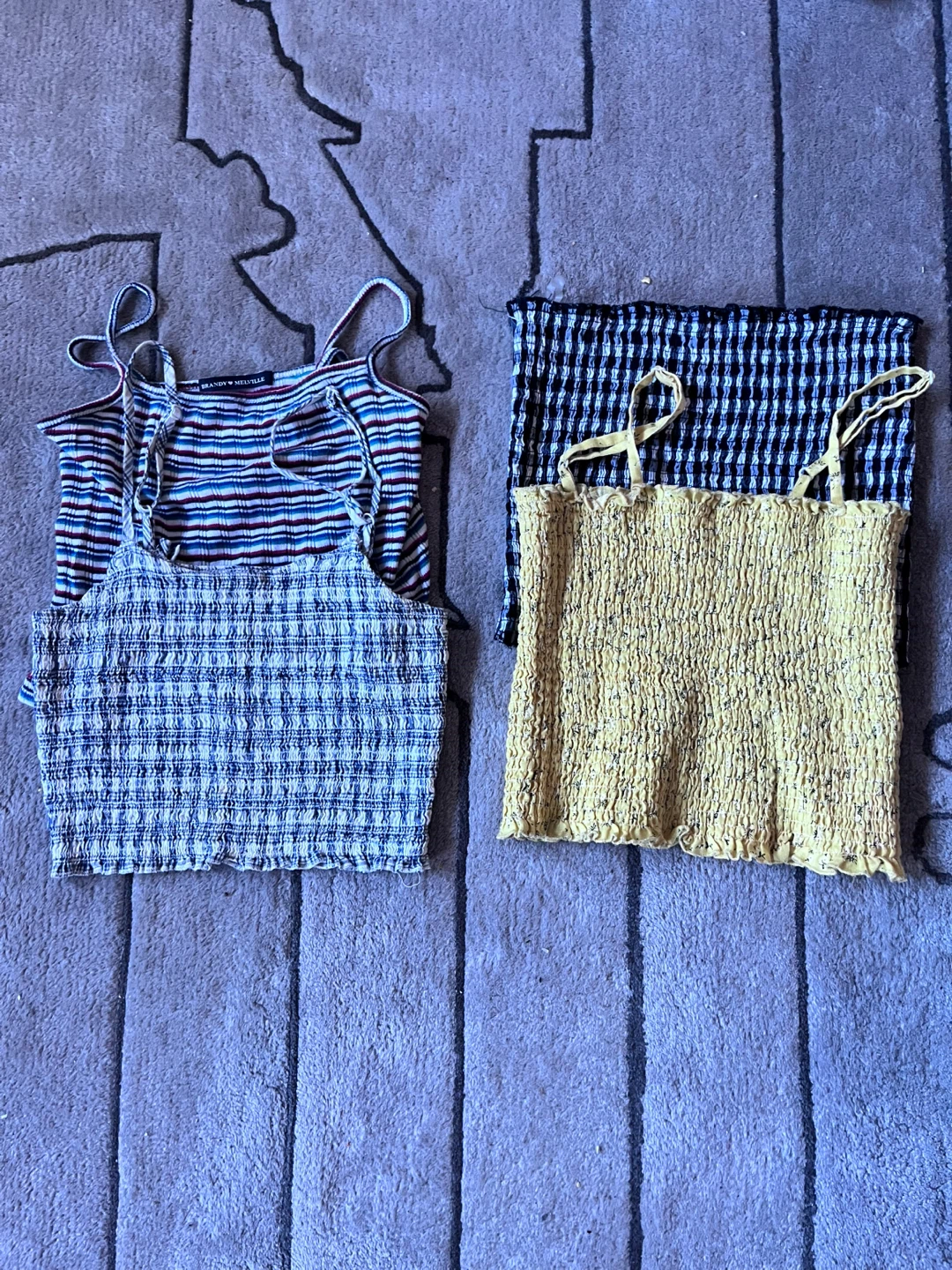 Brandy Melville Smocked Crop Tops (3-Pack)