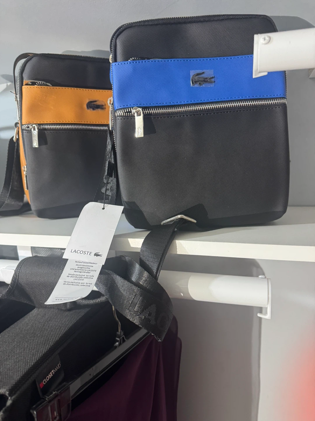 Lacoste Black Crossbody Bag with Blue Accent