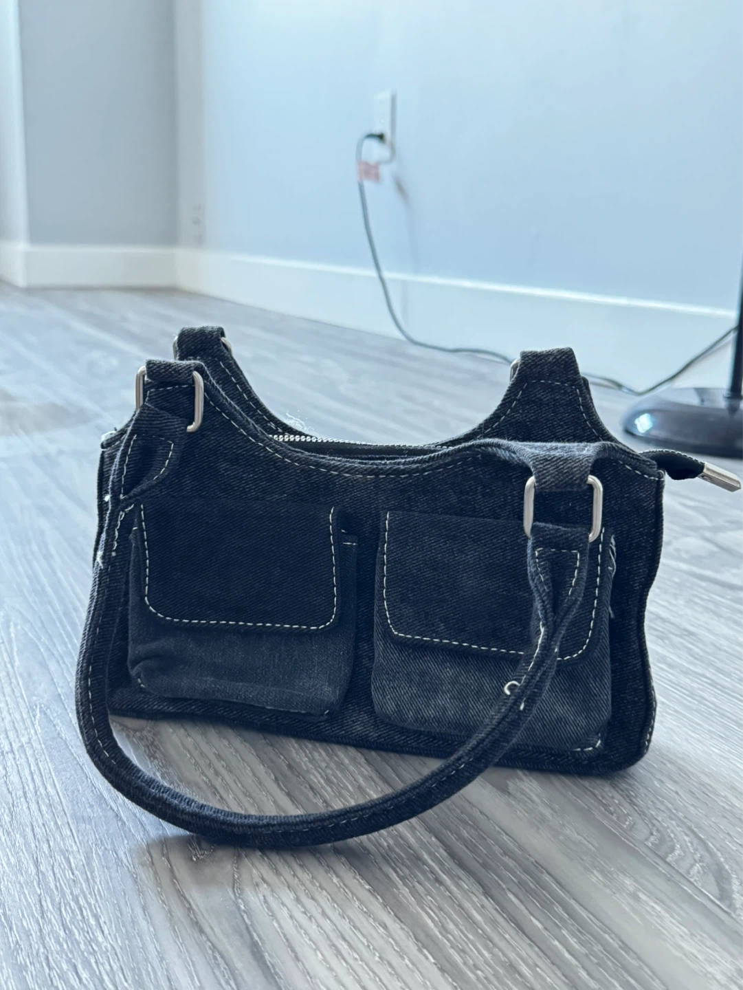 Black Denim Shoulder Bag - photo 2