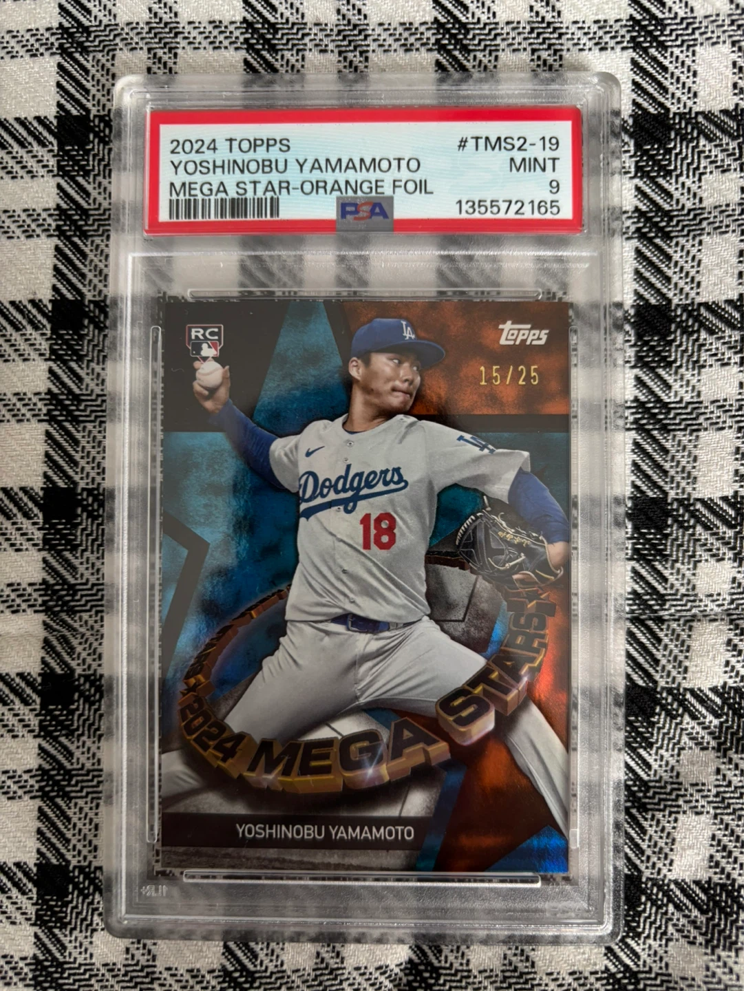 2024 Topps Yoshinobu Yamamoto Mega Star-Orange Foil RC 15/25