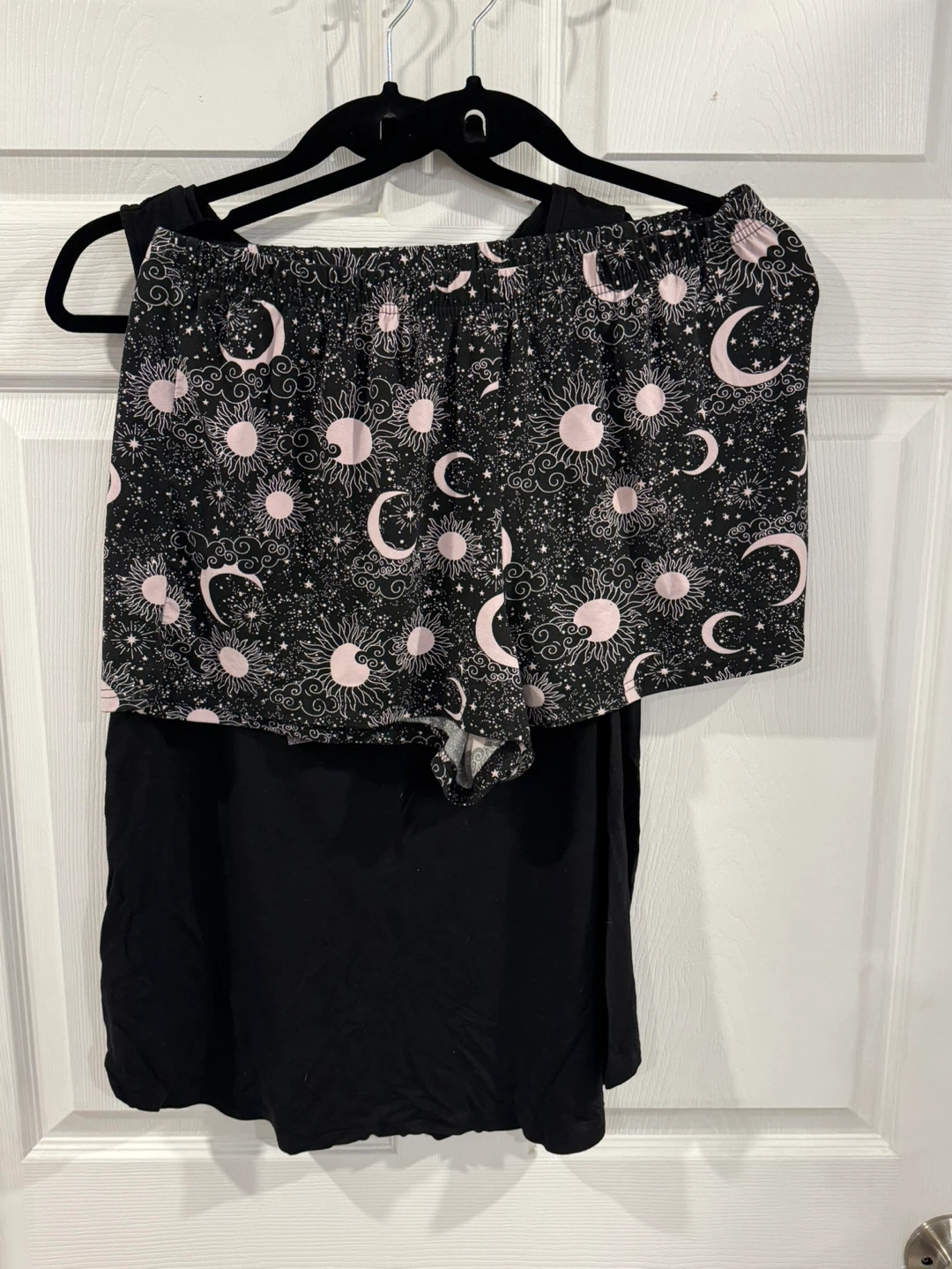 Black "Dance All Night" Tank Top and Moon/Star Pajama Shorts Set - photo 3