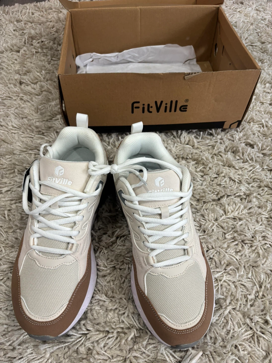 FitVille Women's Running Shoes - White/Brown - photo 4