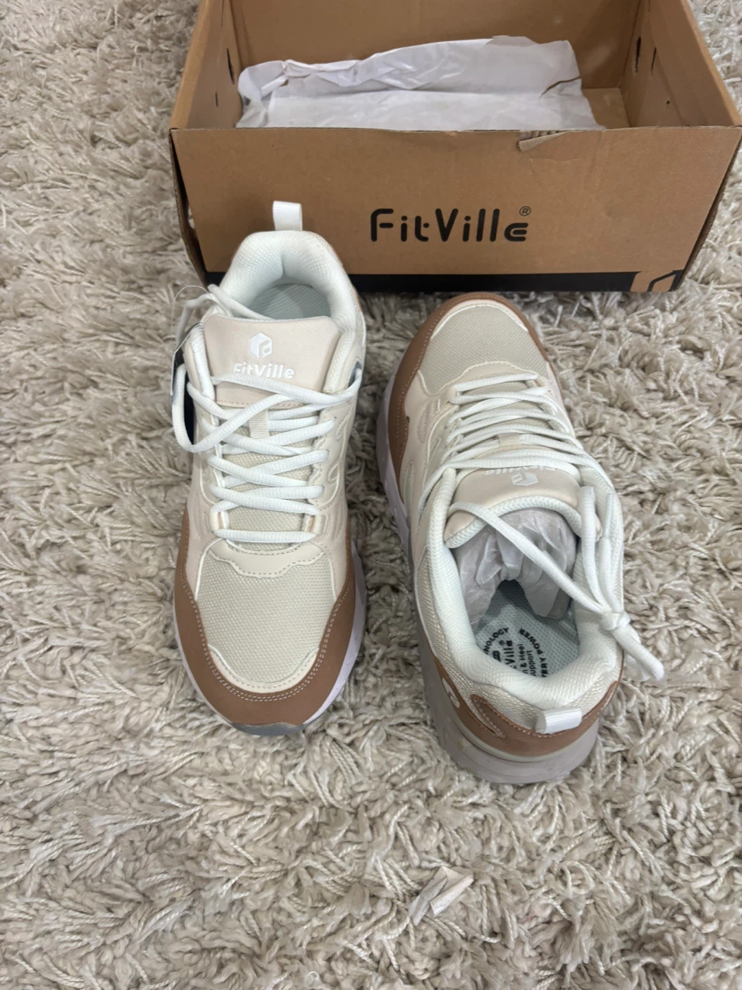 FitVille Women's Running Shoes - White/Brown - photo 5